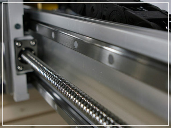 Our linear guideways utilise recirculating bearings between a prismatic rail and a bearing block. The coefficient of friction on our linear guides is only a small fraction of what is created by traditional round guides, and are able to take loads in all directions. With these features, our CNC machines achieve high precision and greatly enhanced moving accuracy.